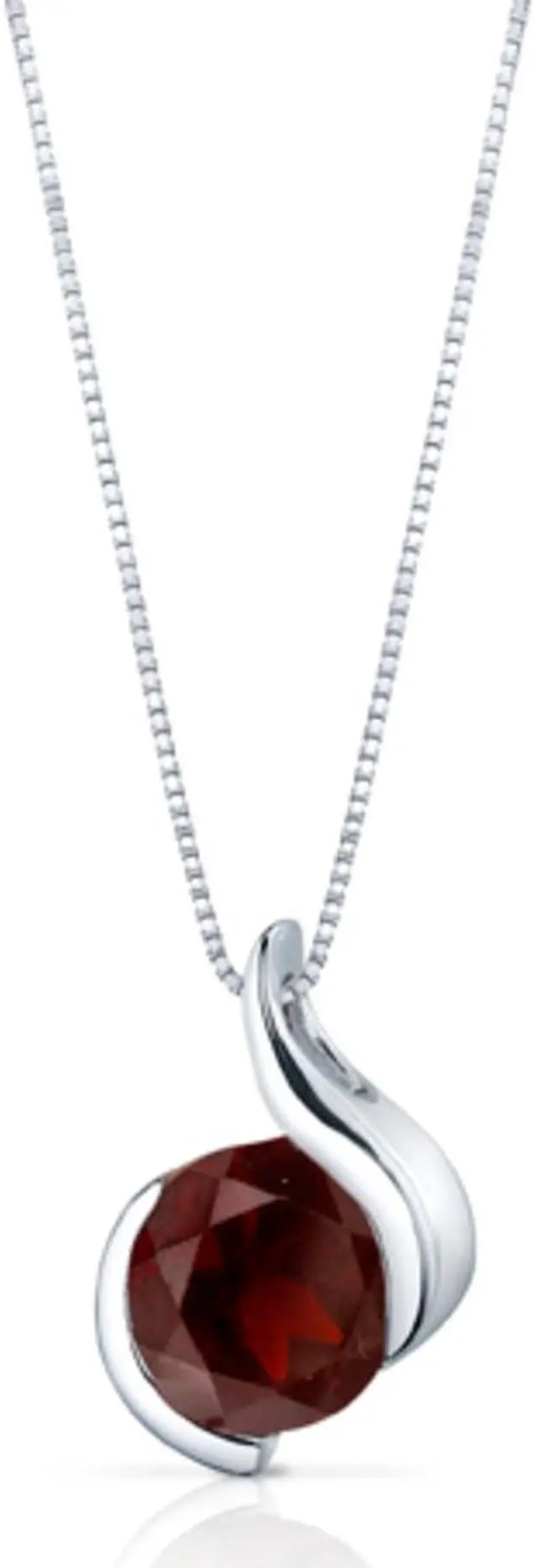 Alt view image 5 of 6 - Stunning Sophistication 2.50 carats Round Shape Sterling Silver Garnet Pendant