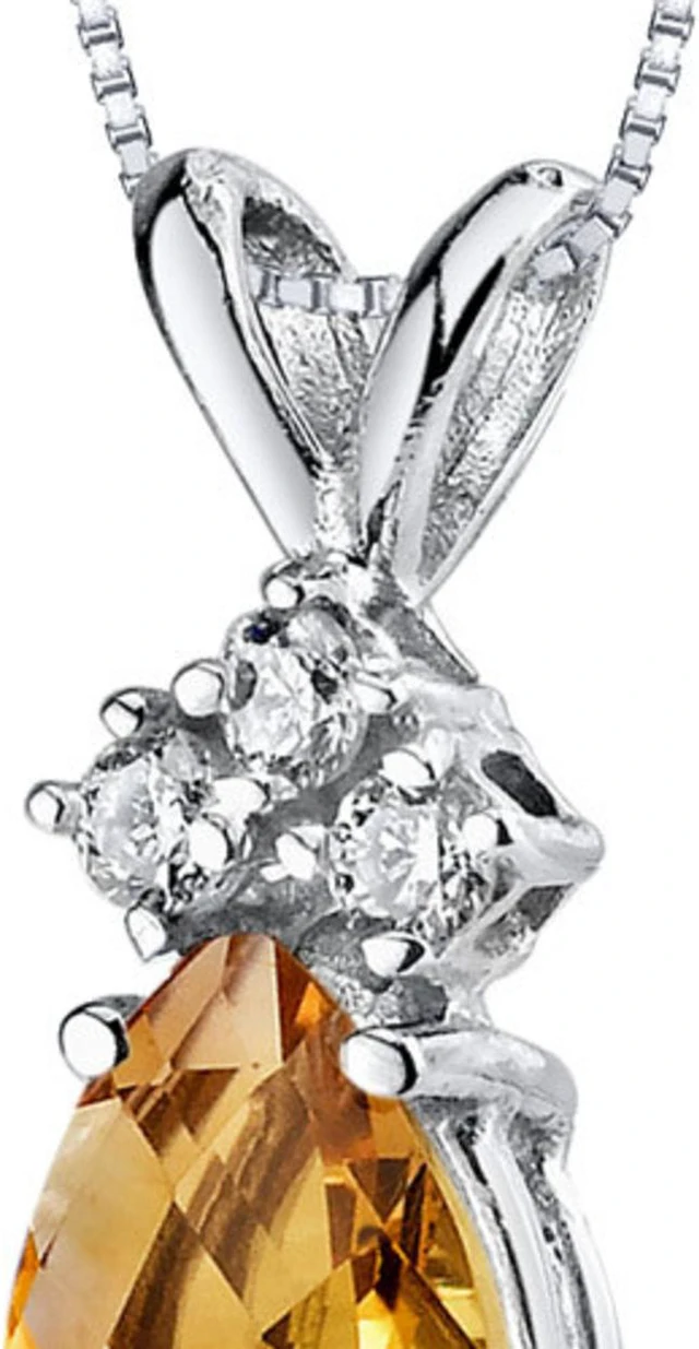 Alt view image 7 of 8 - 14 kt White Gold Pear Shape 0.75 ct Citrine Pendant