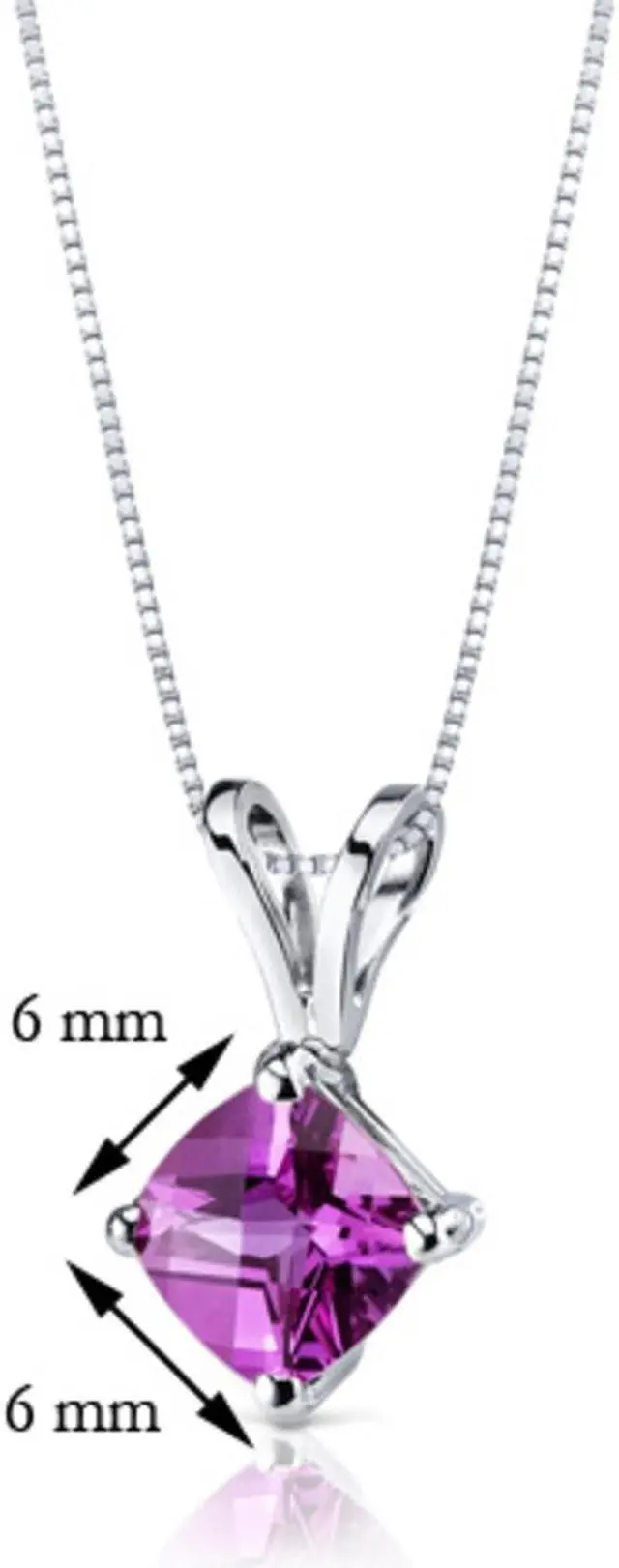 Alt view image 8 of 8 - 14 kt White Gold Cushion Cut 1.00 ct Pink Sapphire Pendant