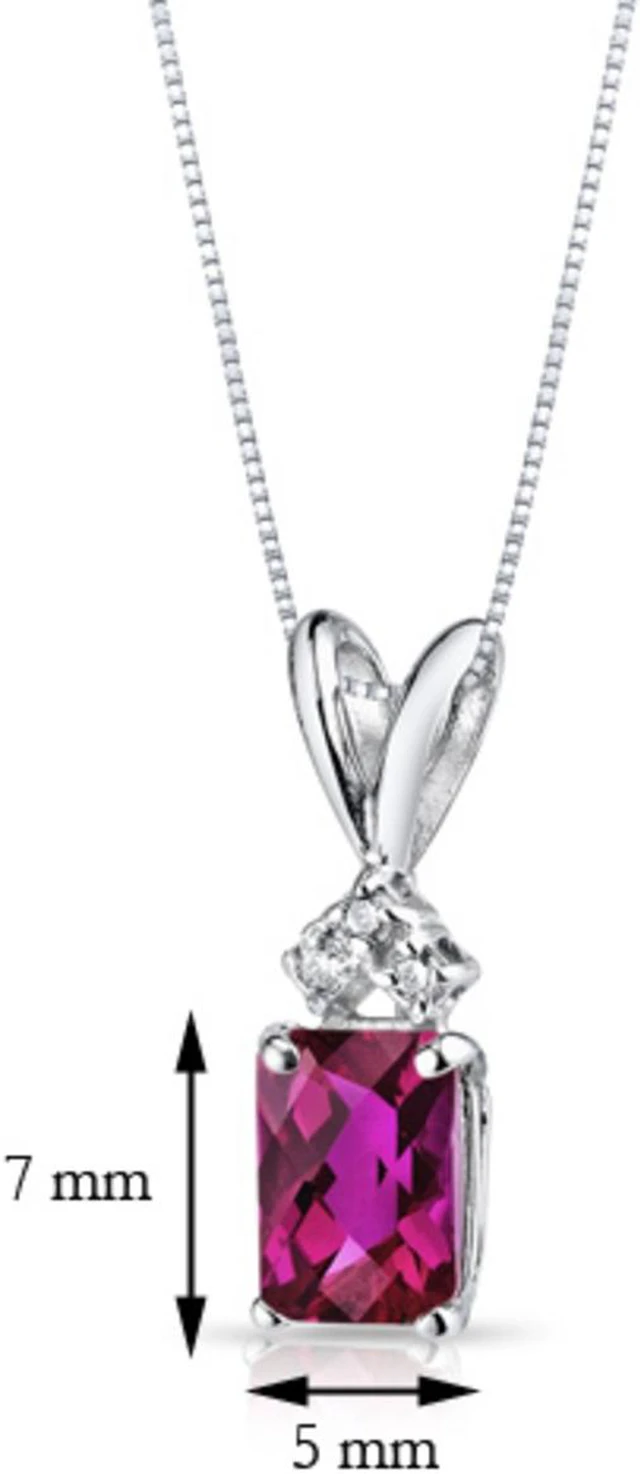 Alt view image 8 of 8 - 14 kt White Gold Radiant Cut 1.25 ct Ruby Pendant