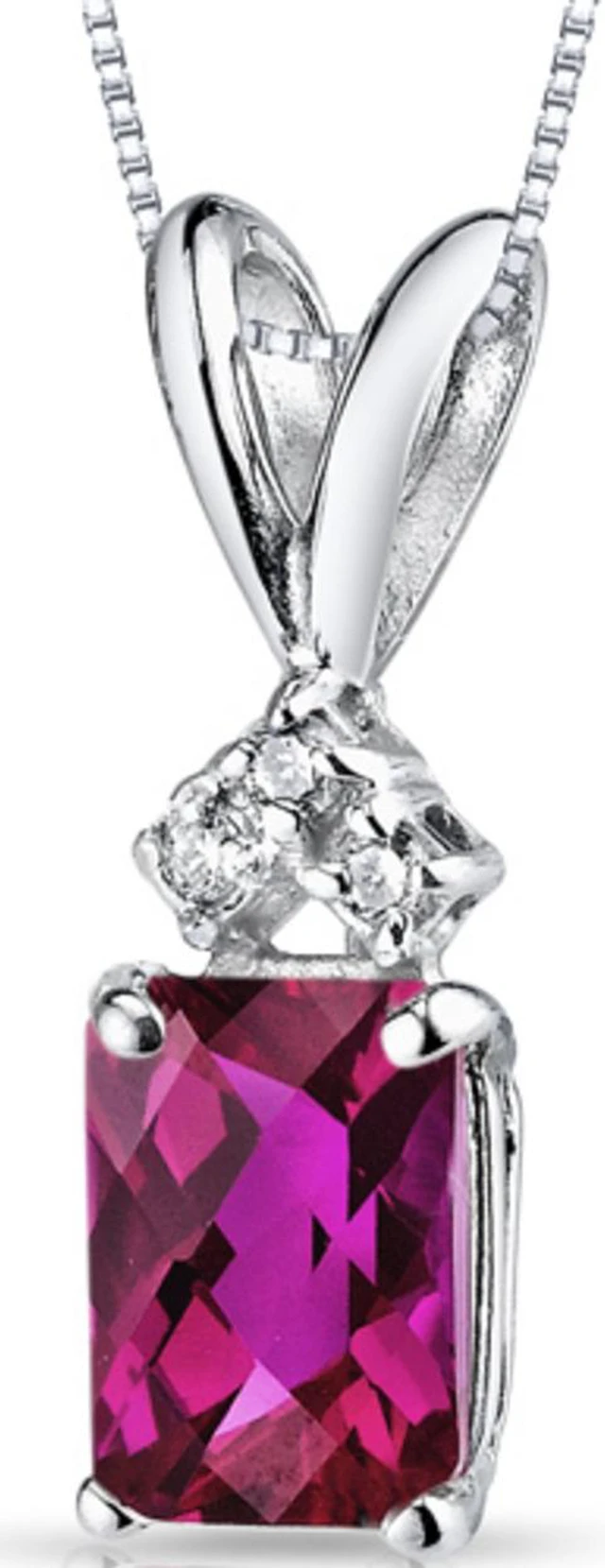 Alt view image 6 of 8 - 14 kt White Gold Radiant Cut 1.25 ct Ruby Pendant