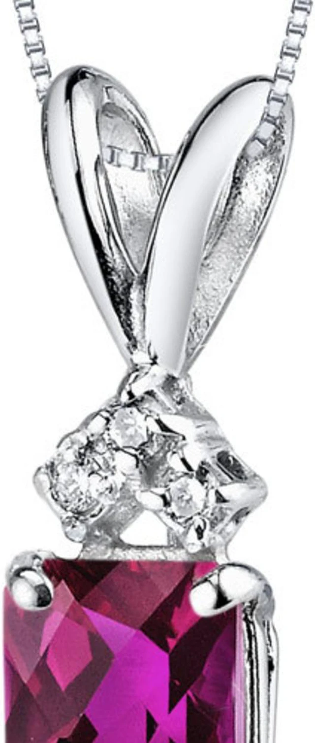 Alt view image 7 of 8 - 14 kt White Gold Radiant Cut 1.25 ct Ruby Pendant