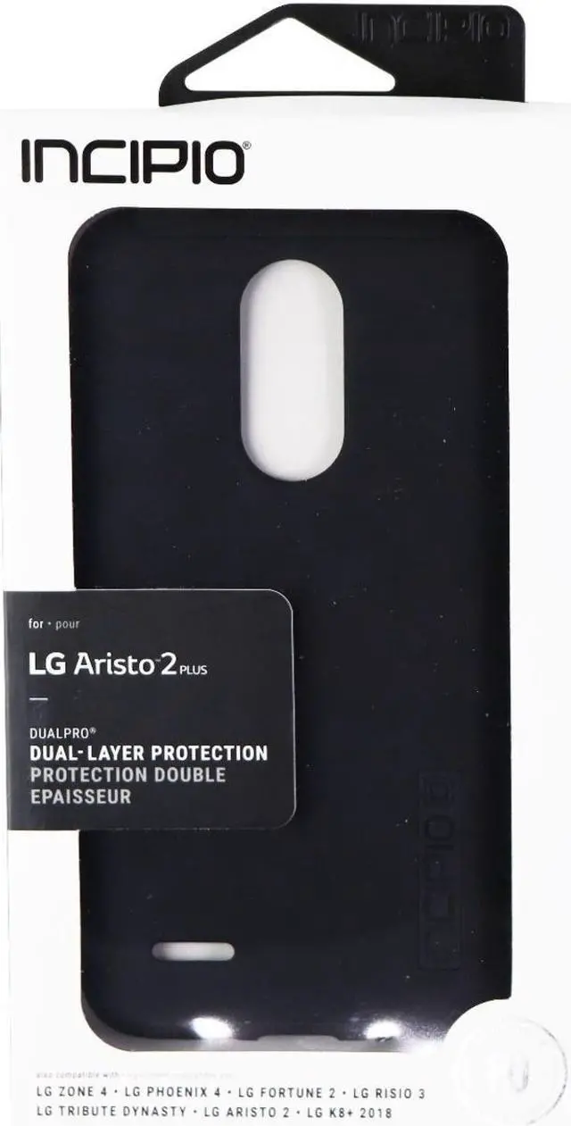Alt view image 5 of 7 - Incipio DualPro LG Tribute Dynasty Case with Shock-Absorbing Inner Core & Protective Outer Shell for LG Tribute Dynasty - Black/Black