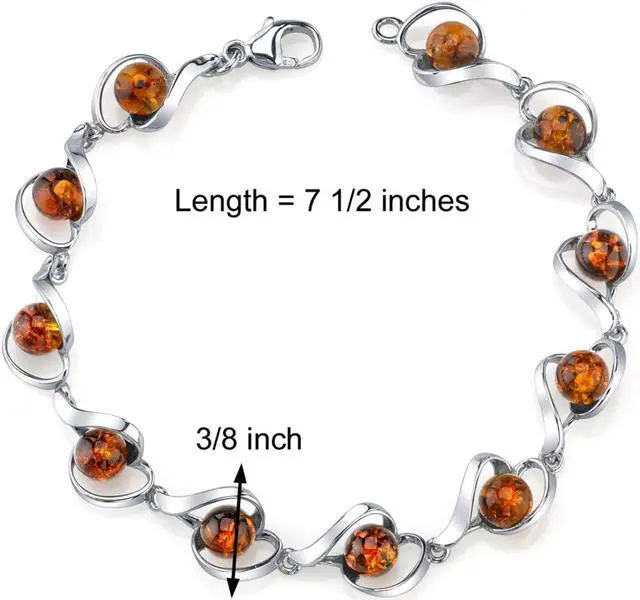 Alt view image 5 of 6 - Oravo Baltic Amber Bracelet Sterling Silver Cognac Color Round Sphere Shape