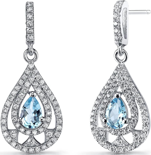 Alt view image 4 of 5 - Swiss Blue Topaz Chandelier Drop Earrings Sterling Silver 1 Carats