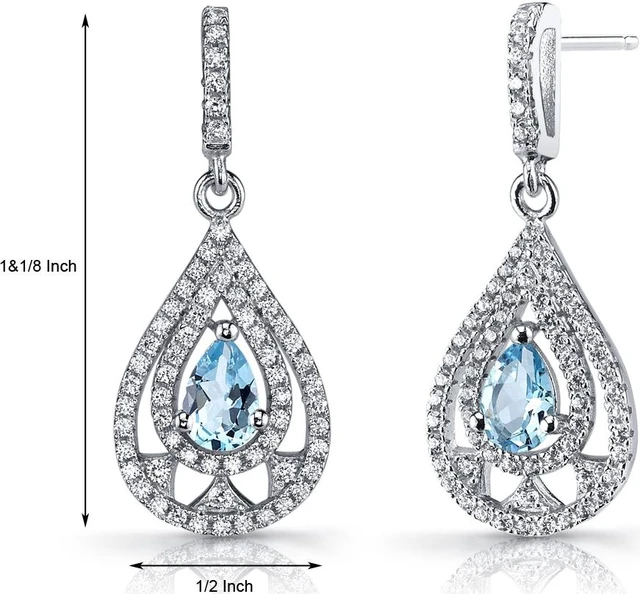 Alt view image 5 of 5 - Swiss Blue Topaz Chandelier Drop Earrings Sterling Silver 1 Carats