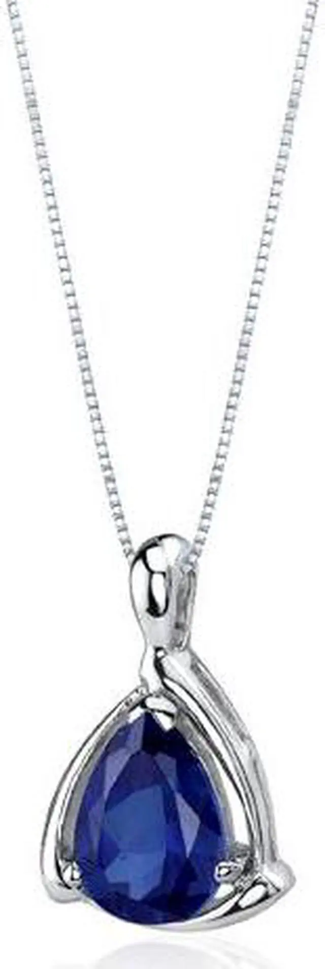 Alt view image 5 of 5 - Enchanting Elegance 2.50 carats Pear Shape Sterling Silver Blue Sapphire Pendant