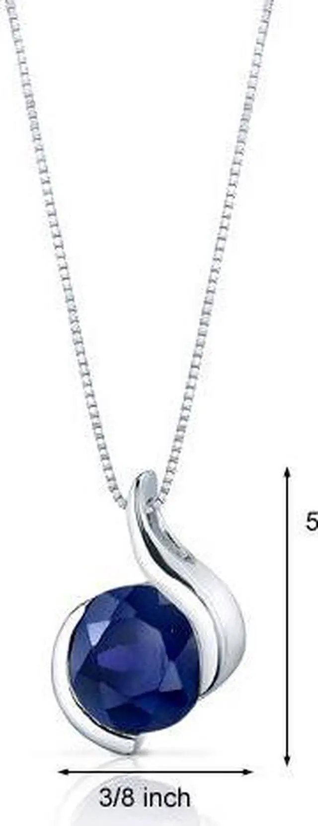 Alt view image 6 of 6 - Oravo SP9492 2.75 Ct. Round Shaped Created Blue Sapphire Sterling Silver Pendant