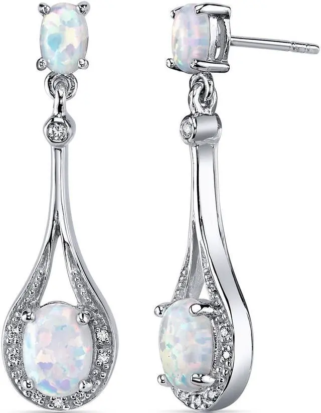 Alt view image 5 of 7 - Opal Earrings Sterling Silver Oval Shape 3.50 Carats
