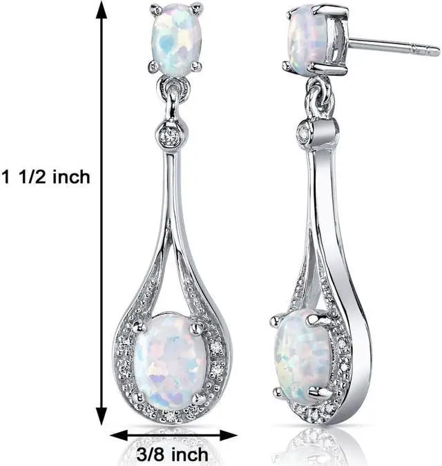 Alt view image 7 of 7 - Opal Earrings Sterling Silver Oval Shape 3.50 Carats