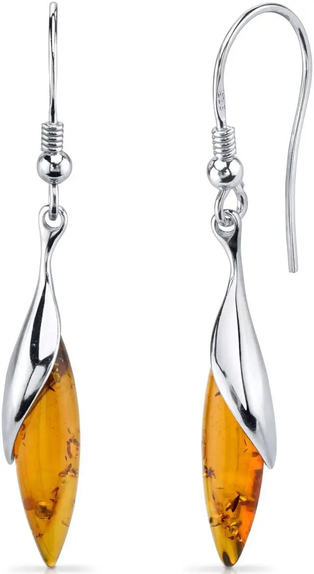 Alt view image 4 of 5 - Oravo Baltic Amber Earrings Sterling Silver Cognac Color