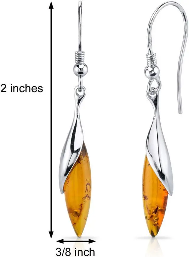 Alt view image 5 of 5 - Oravo Baltic Amber Earrings Sterling Silver Cognac Color