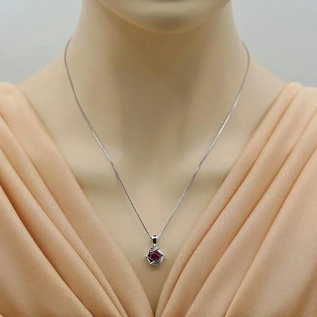 Alt view image 6 of 6 - Created Ruby Sterling Silver Cirque Pendant Necklace