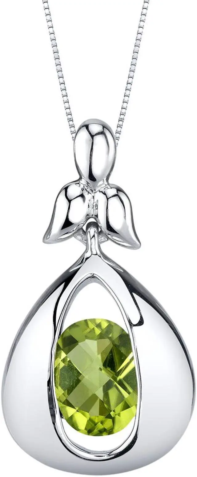 Alt view image 5 of 6 - Peridot Sterling Silver Cascade Pendant Necklace