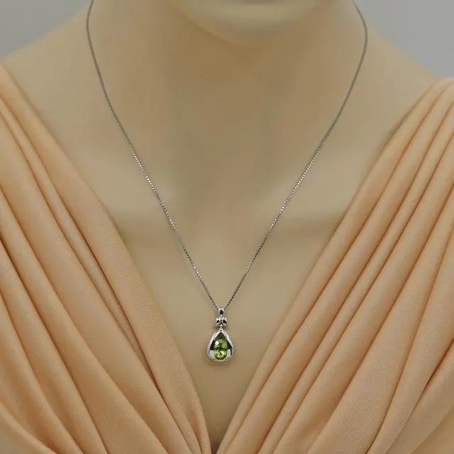 Alt view image 6 of 6 - Peridot Sterling Silver Cascade Pendant Necklace