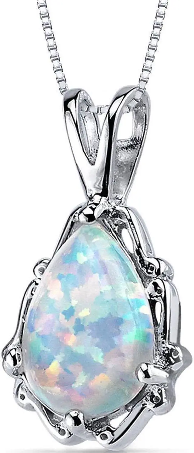 Alt view image 6 of 8 - Opal Pendant Necklace Sterling Silver Pear Shape 1.50 Carats