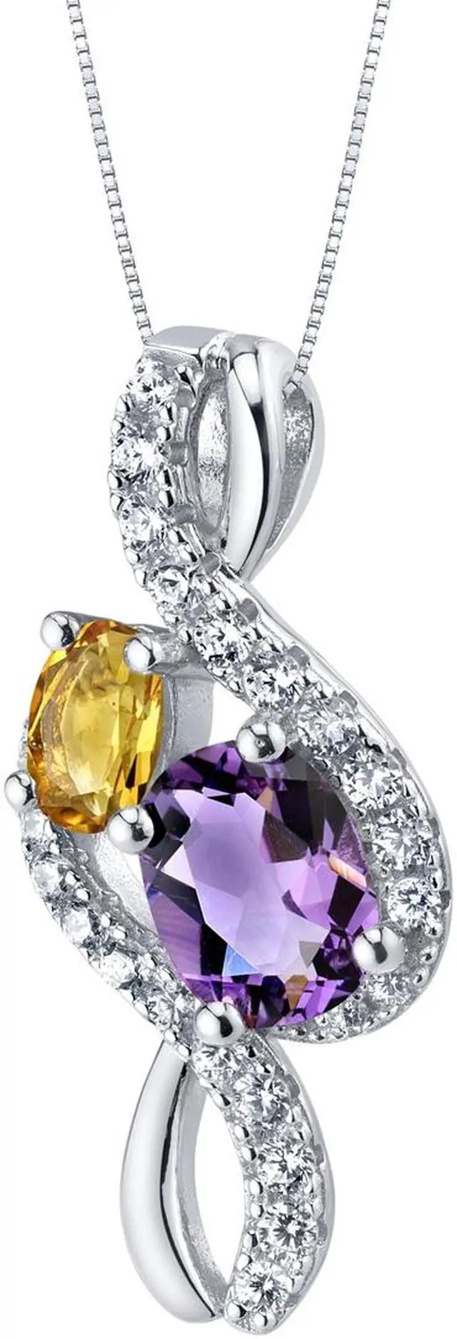 Alt view image 6 of 6 - 14 kt White Gold Princess Cut 2.25 ct Citrine Pendant