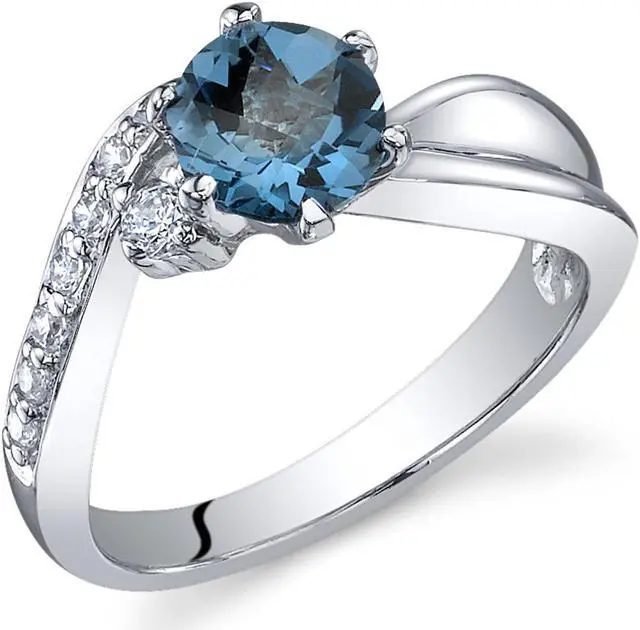 Alt view image 2 of 2 - Ethereal Curves 1.00 carats London Blue Topaz Ring in Sterling Silver Size 7