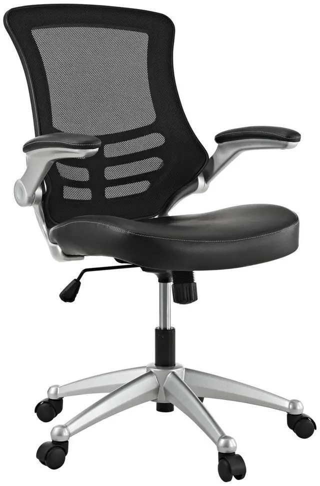 Alt view image 12 of 19 - Modway EEI-210-BLK 40.5 - 43.5 H x 26.5 W x 25 L in. Attainment Office Chair in Black Mesh & Leatherette, Black