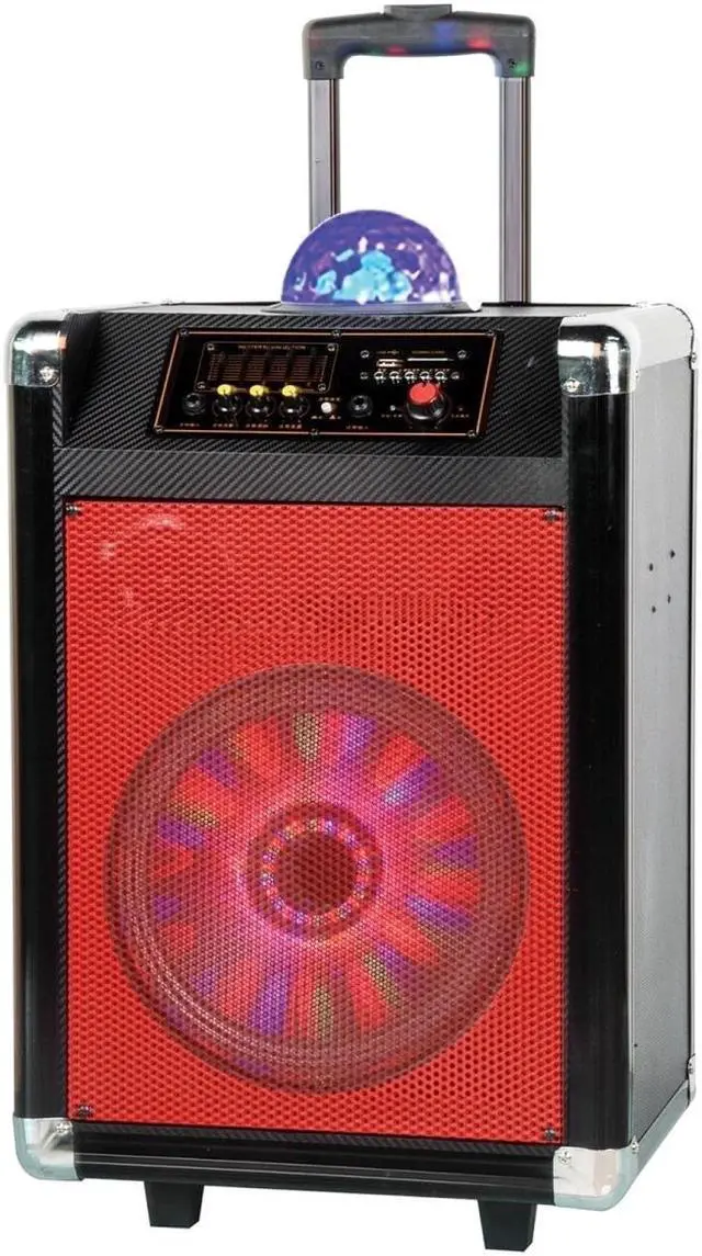 Alt view image 8 of 12 - Supersonic Speaker System - 18 W Rms - Portable - Battery Rechargeable - Wireless Speaker[s] - 30 Hz - 20 Khz - Sd - Bluetooth - Usb - Rechargeable Battery, Disco Light, Fm Radio, (iq3612djbtrd)