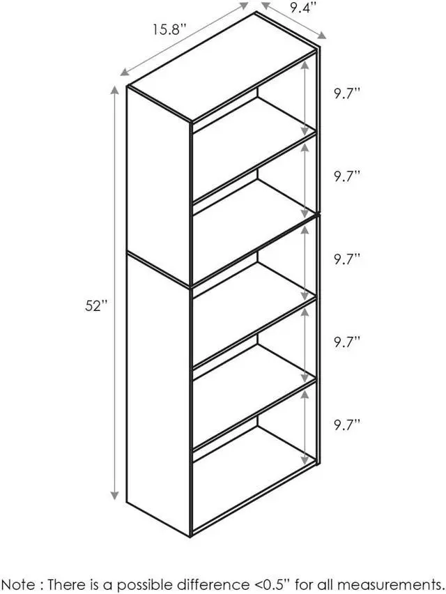 Alt view image 3 of 12 - Furinno 5-Tier Reversible Color Open Shelf Bookcase , White