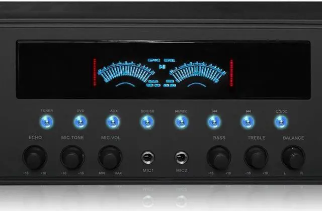 Alt view image 8 of 12 - New Technical Pro 1000W Professional Audio Receiver with USB/SD Card Input, MP3 (AUX), 2 Mic Inputs, IPod/ IPhone Compatible, Recorder, & Wireless Remote