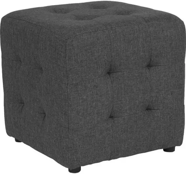 Alt view image 2 of 7 - Avendale Tufted Upholstered Ottoman Pouf in Dark Gray Fabric