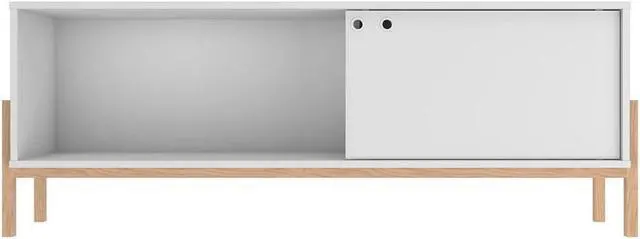 Main image of Bowery 55.12 TV Stand with 2 Shelves in White and Oak