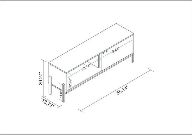 Alt view image 2 of 18 - Bowery 55.12 TV Stand with 2 Shelves in White and Oak