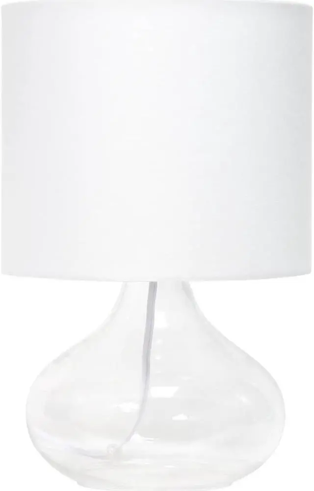 Alt view image 11 of 15 - Simple Designs Glass Raindrop Table Lamp with Fabric Shade, Clear with White Shade