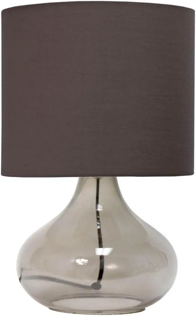 Alt view image 13 of 19 - Simple Designs Glass Raindrop Table Lamp with Fabric Shade, Smoke Gray with Gray Shade