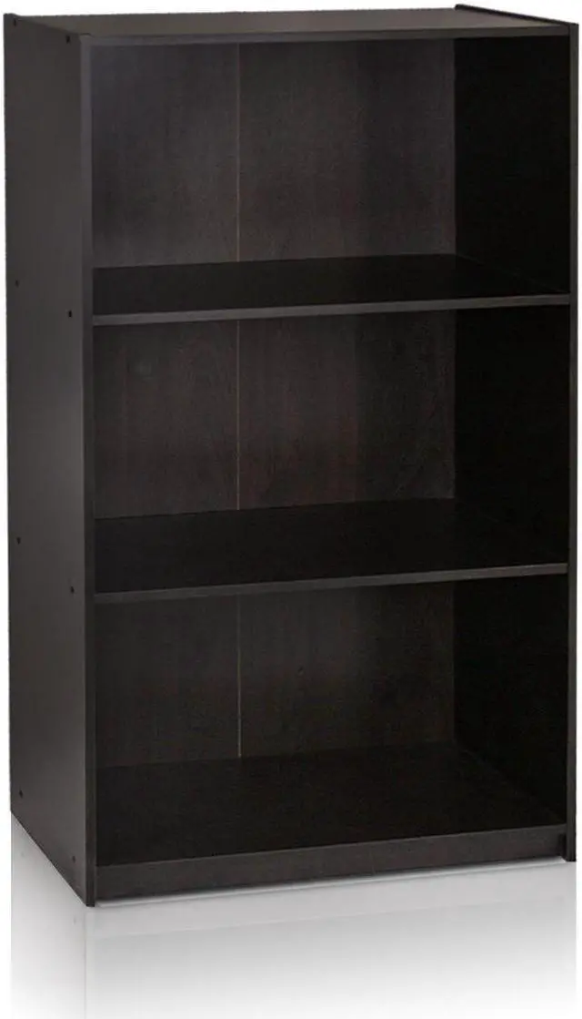Alt view image 7 of 12 - Furinno Espresso 99736EX Basic 3-Tier Bookcase Storage Shelves