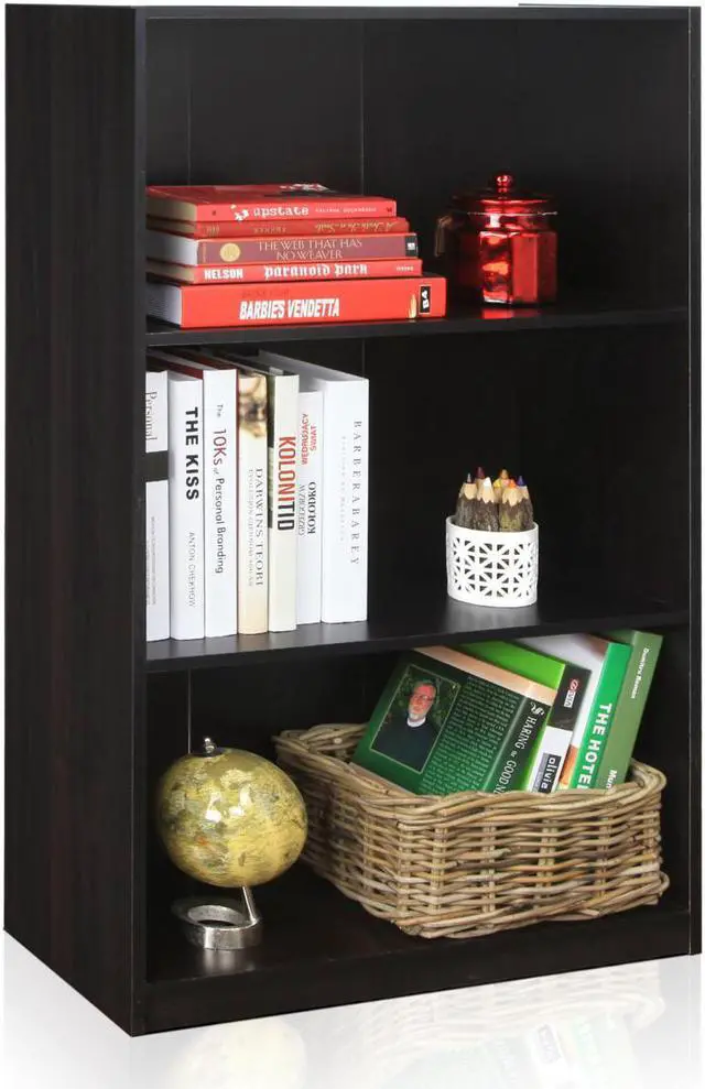 Alt view image 10 of 12 - Furinno Espresso 99736EX Basic 3-Tier Bookcase Storage Shelves