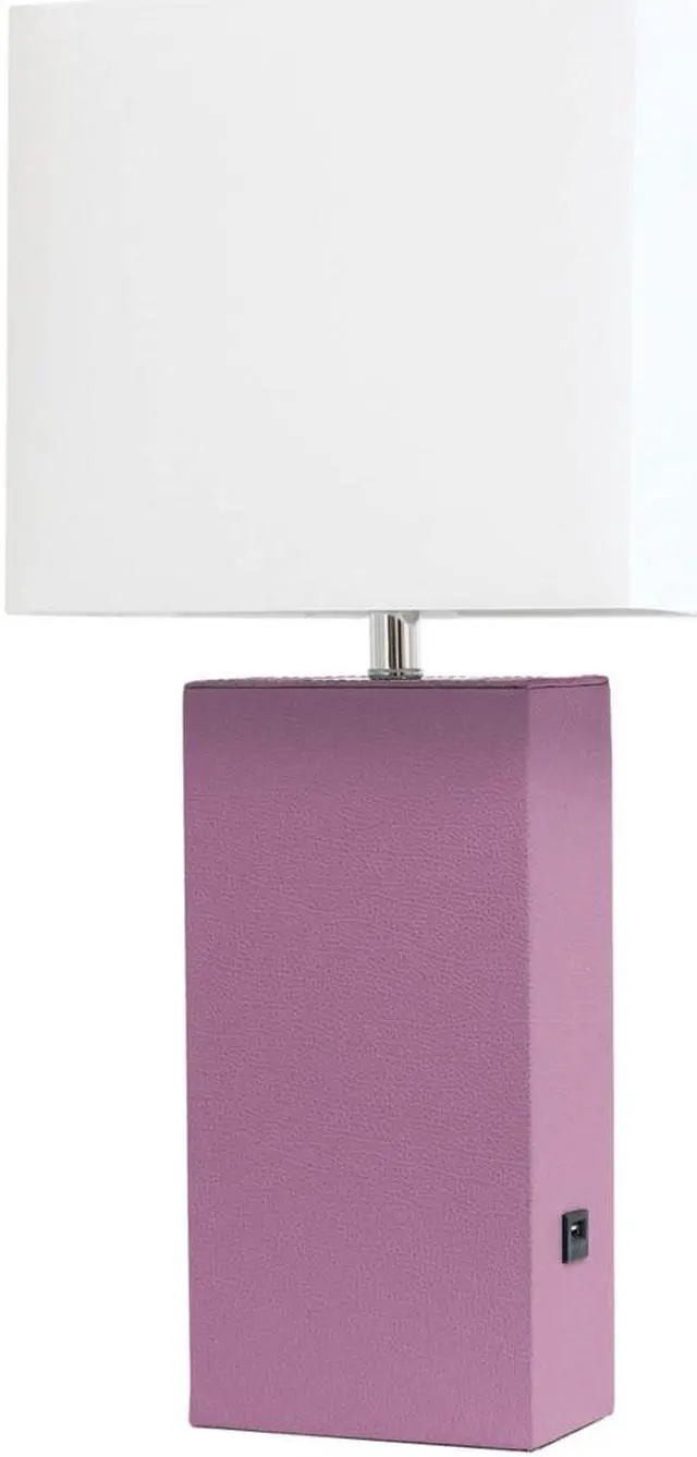 Alt view image 13 of 19 - Elegant Designs Modern Leather Table Lamp with USB and White Fabric Shade, Purple