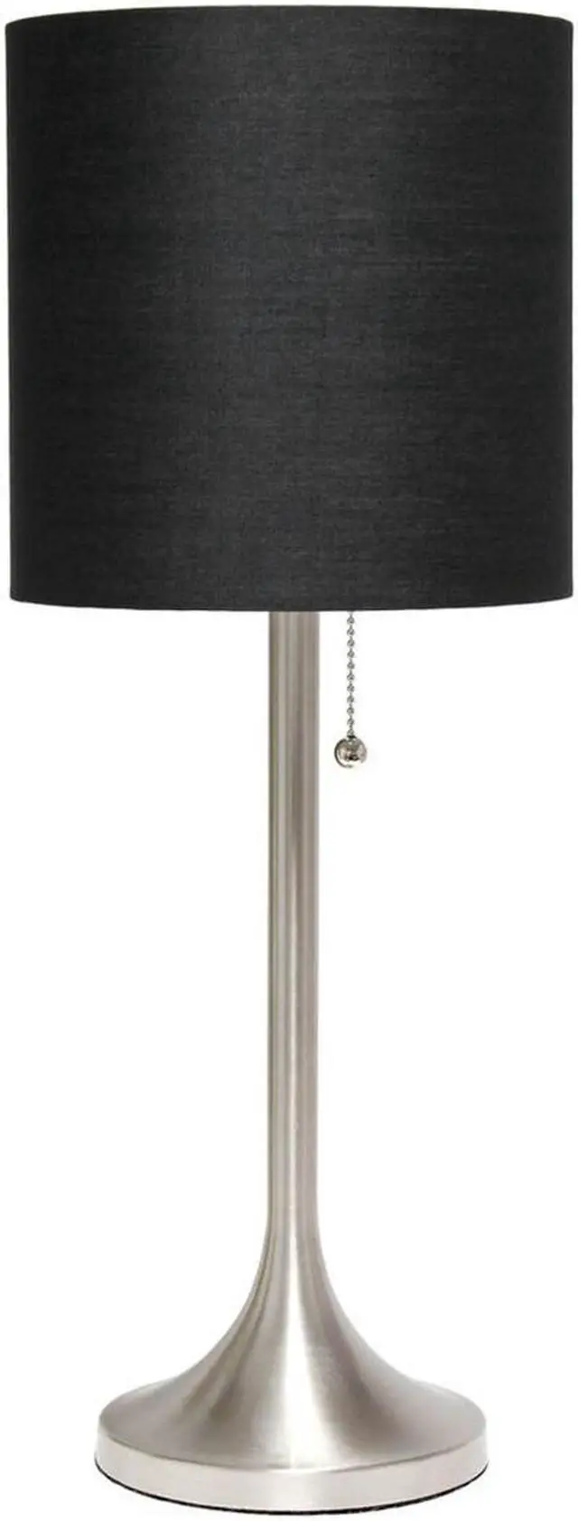 Alt view image 13 of 20 - Simple Designs Brushed Nickel Tapered Table Lamp with Black Fabric Drum Shade