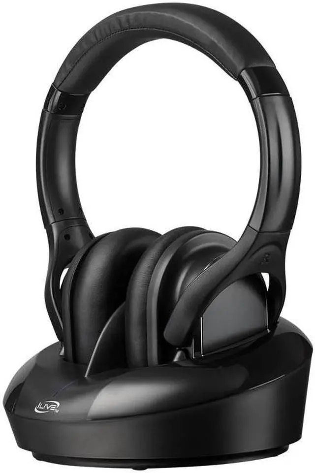 Alt view image 9 of 10 - iLive IAHRF79B Radio Frequency Wireless Headphones with Base (Black)