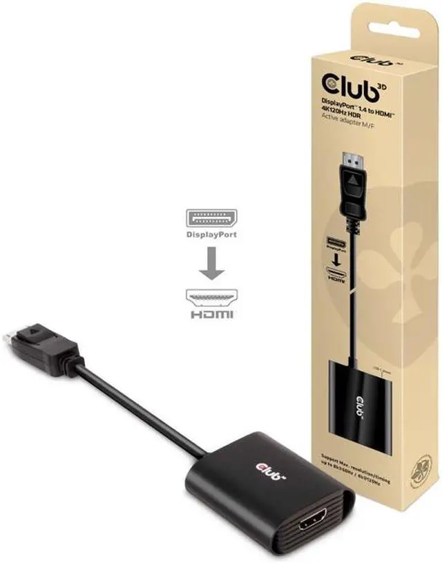 Alt view image 6 of 14 - Club3D CAC-1085 DisplayPort 1.4 to HDMI 4K120Hz HDR Active Adapter M/F