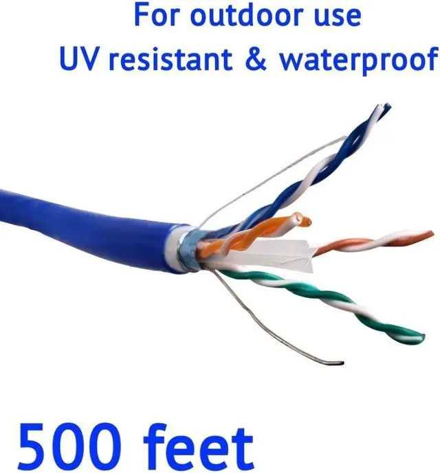 Alt view image 7 of 14 - Micro Connectors  500FT Solid Shielded (STP) CAT6 Outdoor, UV Resistant Bulk Ethernet 23AWG Cable - Blue (TR4-560BLOU-500)
