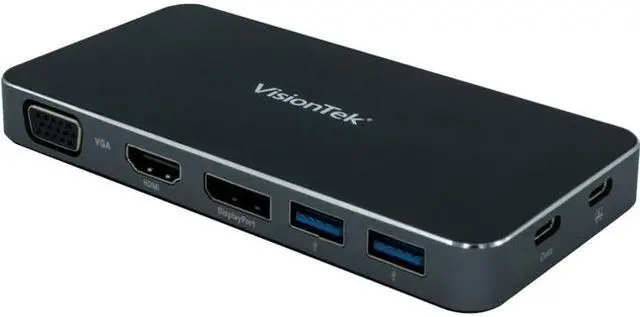 Alt view image 8 of 20 - VisionTek USB C Portable Dock - for Notebook/Desktop PC - 100 W - USB Type C - 5 x USB Ports - 2 x USB 3.0 - HDMI - VGA - DisplayPort - Wired