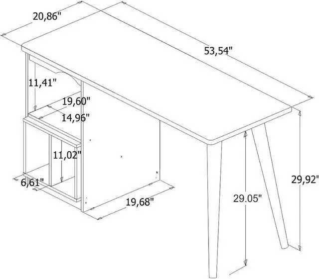 Alt view image 3 of 17 - Hampton 53.54 Home Office Desk with 3 Cubby Spaces and Solid Wood Legs in Maple Cream