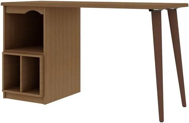 Alt view image 5 of 17 - Hampton 53.54 Home Office Desk with 3 Cubby Spaces and Solid Wood Legs in Maple Cream
