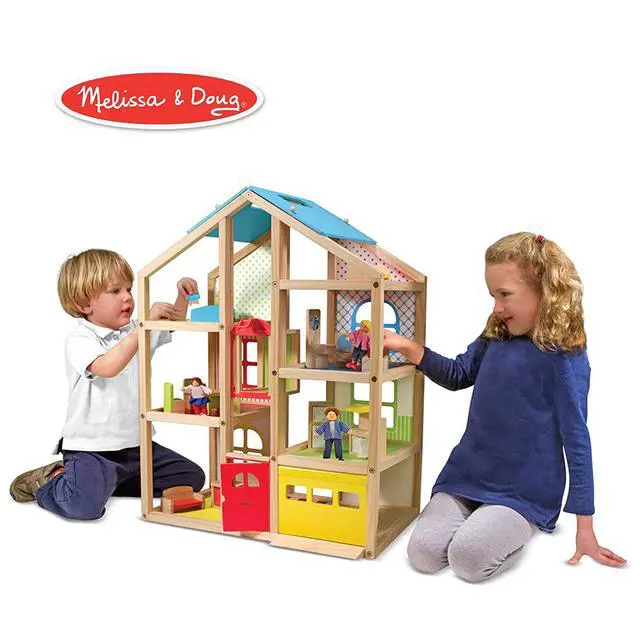 Alt view image 8 of 12 - Melissa & Doug Hi-Rise Wooden Dollhouse