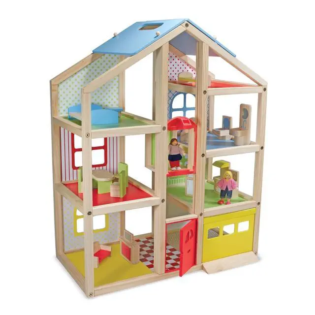 Alt view image 9 of 12 - Melissa & Doug Hi-Rise Wooden Dollhouse