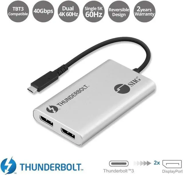 Alt view image 9 of 19 - SIIG Thunderbolt 3 to Dual DP 1.2 Adapter JUTB0611S1
