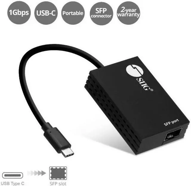 Alt view image 7 of 8 - SIIG USB-C to SFP Gigabit Ethernet Adapter JU-NE0C11-S1 Brown Box