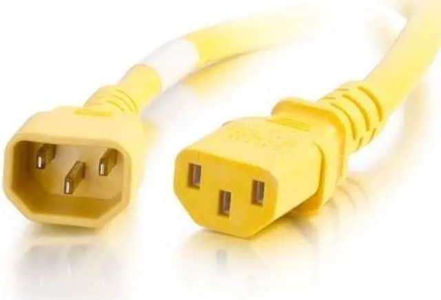 Alt view image 5 of 9 - C2G 17508 18 AWG Power Cord - C14 to C13, Yellow (6 Feet, 1.82 Meters)