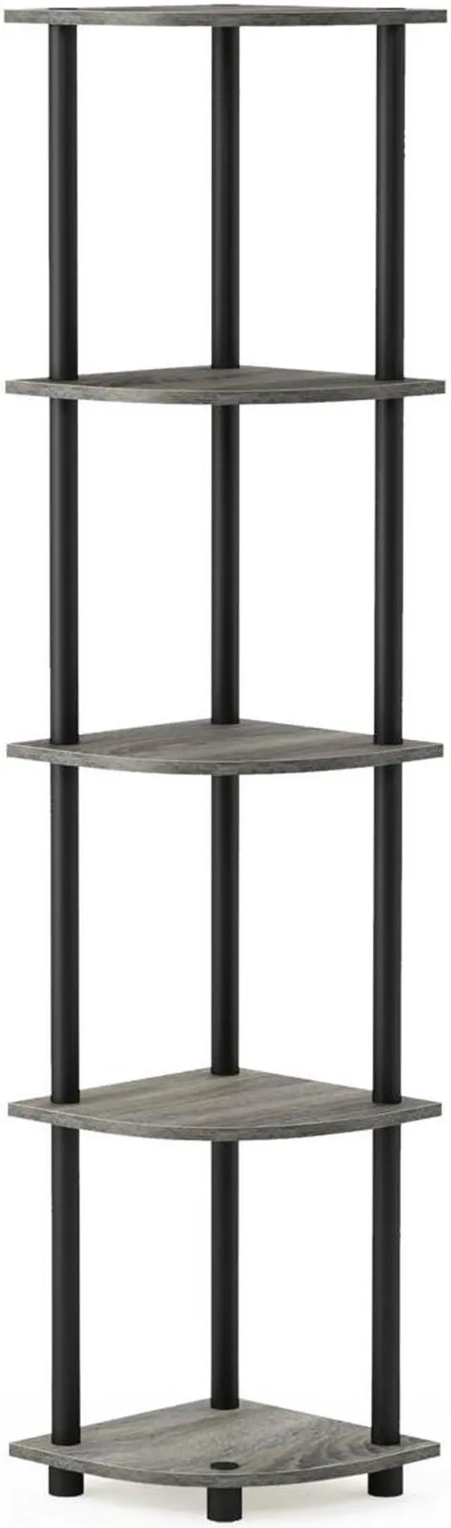 Alt view image 6 of 6 - Furinno 99811 Turn-N-Tube 5 Tier Corner Display Rack Multipurpose Shelving Unit, French Oak Grey/Black