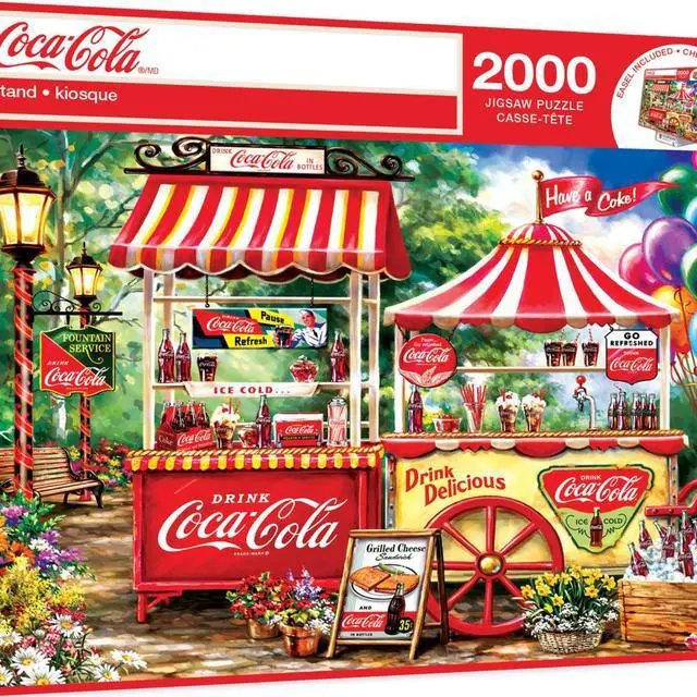 Alt view image 2 of 10 - 2000 piece jigsaw puzzle for adult, family, or kids - coca-cola stand by masterpieces - 39" x 27" - family owned american puzzle company