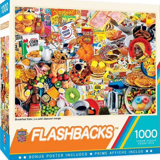 Alt view image 2 of 14 - masterpieces flashbacks 1000 puzzles collection - breakfast of champions 1000 piece jigsaw puzzle