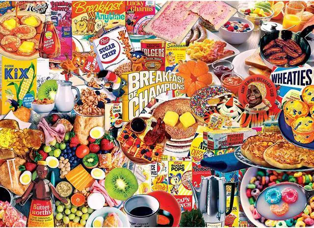 Alt view image 4 of 14 - masterpieces flashbacks 1000 puzzles collection - breakfast of champions 1000 piece jigsaw puzzle